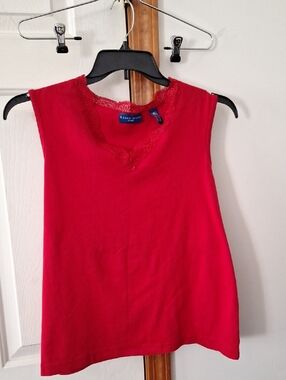Karen Scott Bright Red Lace-Trim Sleeveless Camisole